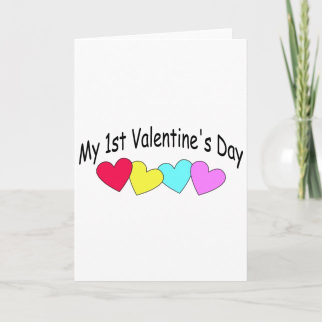 Tarjeta Festiva Mis primeros corazones Día de San Valentín (Anverso)