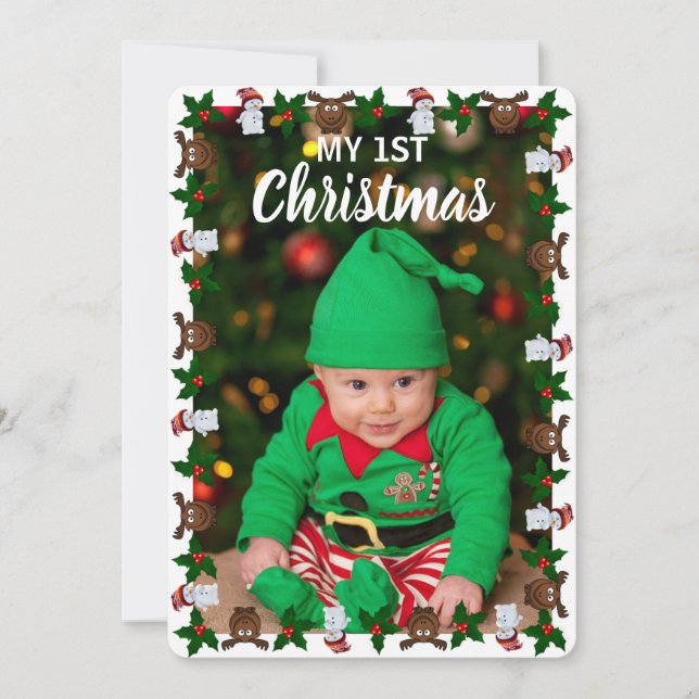 Tarjeta Festiva Mis primeros Navidades adoran festividades de bebé (Anverso)