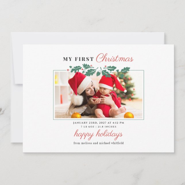 Tarjeta Festiva Mis primeros Navidades Festividades por el nacimie (Anverso)