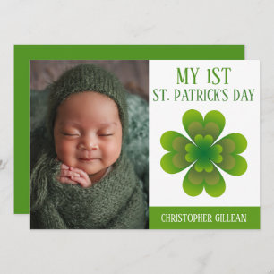 Tarjeta Festiva Mis tréboles de foto de bebé del 1er día de San Pa
