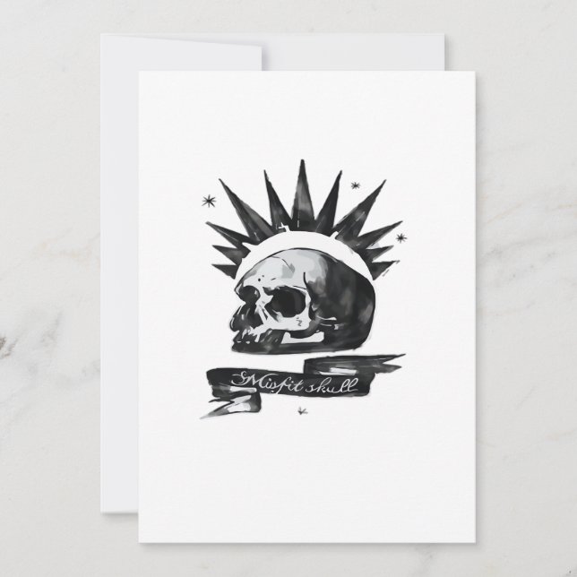 Tarjeta Festiva Misfit Skull Creative Character AFlat Holiday Card (Anverso)