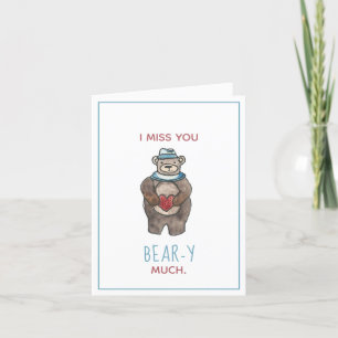Tarjeta Festiva Miss You Teddy Bear El día de San Valentín