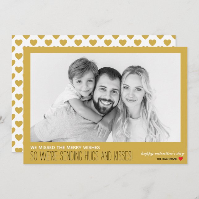 Tarjeta Festiva Missed Wishes Hugs & Kisses Photo Card (Anverso / Reverso)