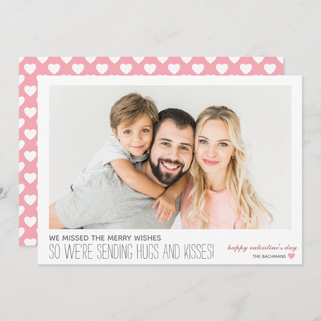 Tarjeta Festiva Missed Wishes Hugs & Kisses Photo Card (Anverso / Reverso)