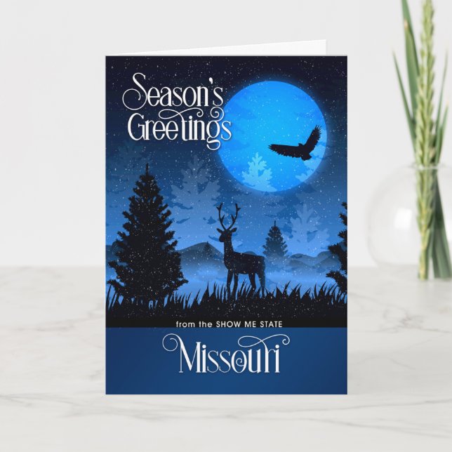 Tarjeta Festiva Missouri El Show Me State Woodland Deer (Anverso)