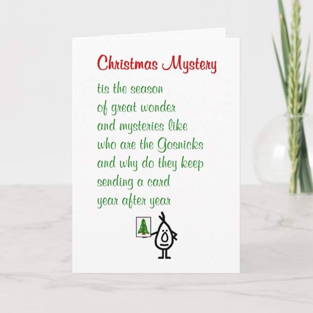 Tarjeta Festiva Misterio de los navidades - un poema divertido de  (Anverso)