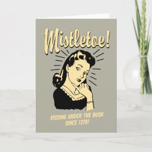 Tarjeta Festiva Mistletoe: Besándose bajo el Bush desde 1378
