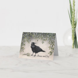 Tarjeta Festiva Mistletoe Crow