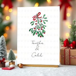 Tarjeta Festiva Mistletoe Cute Red Berries