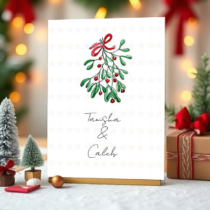 Tarjeta Festiva Mistletoe Cute Red Berries