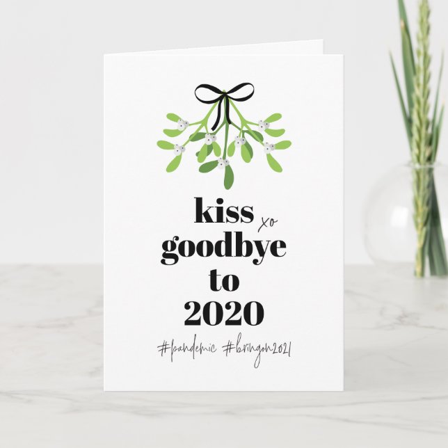 Tarjeta Festiva Mistletoe Kiss Goodbye to 2020 Do-Over Funny Humor (Anverso)
