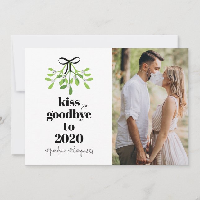 Tarjeta Festiva Mistletoe Kiss Goodbye to 2020 Do-Over Funny Humor (Anverso)