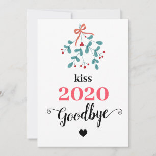 Tarjeta Festiva Mistletoe Kiss Goodbye to 2020 Do-over Funny Red