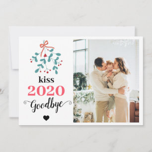 Tarjeta Festiva Mistletoe Kiss Goodbye to 2020 Do-over Funny Red