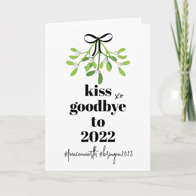 Tarjeta Festiva Mistletoe Kiss Goodbye to 2022 Do-Over Funny Humor (Anverso)