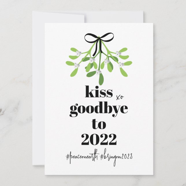 Tarjeta Festiva Mistletoe Kiss Goodbye to 2022 Do-Over Funny Humor (Anverso)