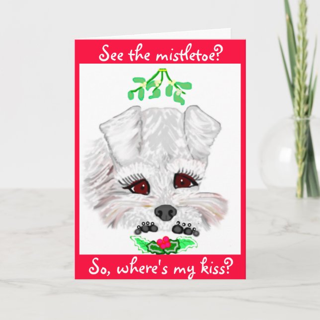 Tarjeta Festiva Mistletoe Kisses (Anverso)