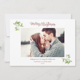 Tarjeta Festiva Mistletoe Merry Christmas Couples Photo