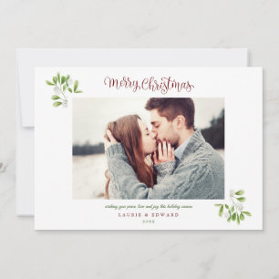 Tarjeta Festiva Mistletoe Merry Christmas Couples Photo