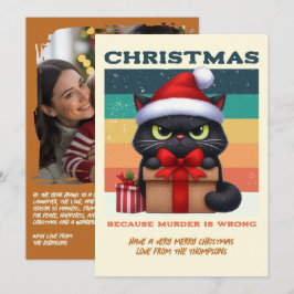 Tarjeta Festiva Mistletoe Modern Funny Cat Retro Christmas Photo