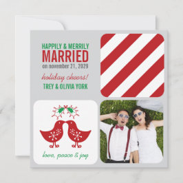 Tarjeta Festiva Mistletoes besando chichas Sr. y Sra. Boda de foto