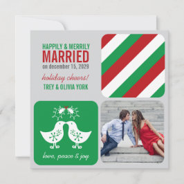 Tarjeta Festiva Mistletoes besando chichas Sr. y Sra. Boda de foto