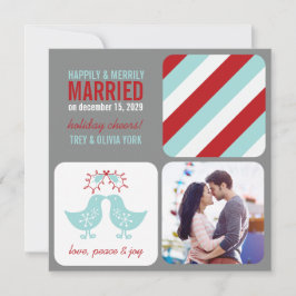 Tarjeta Festiva Mistletoes besando chichas Sr. y Sra. Boda de foto