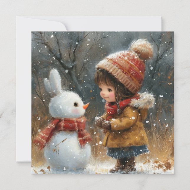 Tarjeta Festiva Mittens & Mayhem: Conejitos de nieve ☃️ Digital (Anverso)