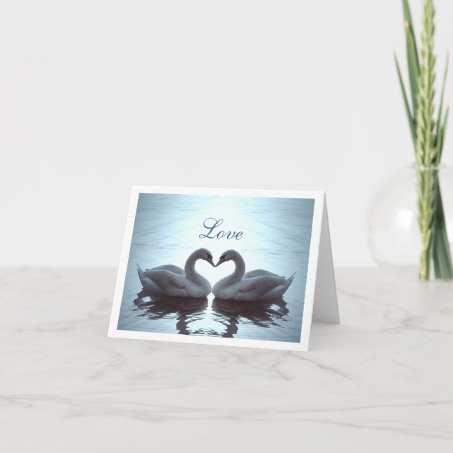 Tarjeta Festiva Moaré del corazón del cisne en trullo (Anverso)