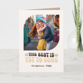 Tarjeta Festiva Mocha Glow Champagne Retro New Year Photo