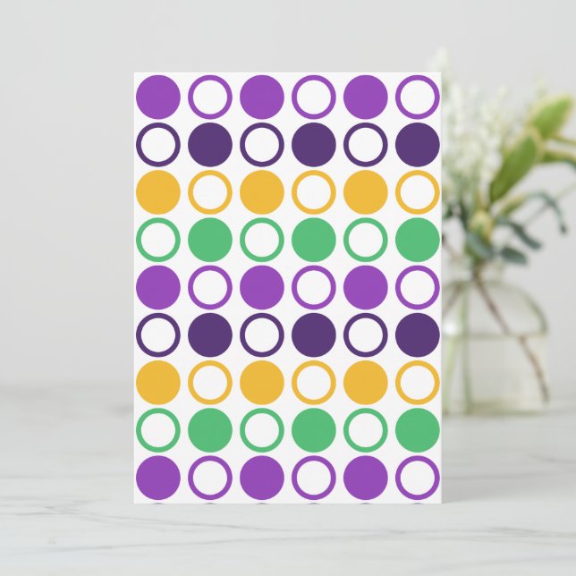 Tarjeta Festiva Mod Mardi Gras Lunares (Anverso de pie)
