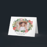 Tarjeta Festiva Moda acuarela Floral Holiday Foto<br><div class="desc">Haga una declaración impresionante esta temporada navideña con este elegante y moderno diseño de tarjetas de vacaciones plegadas con flores de acuarela pintadas a mano y estribos que muestran su foto. Ver nuestra tienda para más piezas en este diseño!</div>