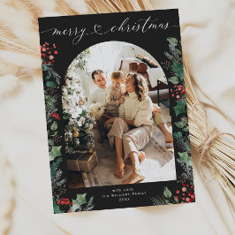 Tarjeta Festiva Moda Arco de Foliaje Oscuro 1 Foto de Navidades fa