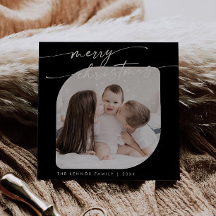 Tarjeta Festiva Moda Boho foto negra oscura Navidades familiares