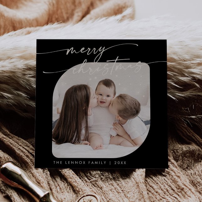 Tarjeta Festiva Moda Boho  foto negra oscura Navidades familiares (Subido por el creador)