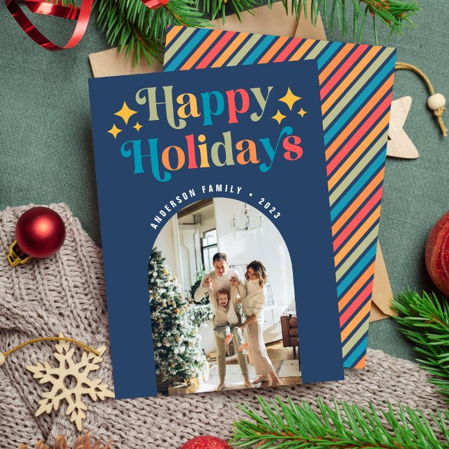 Tarjeta Festiva Moda Colorful Retro Felices Fiestas Navidades Foto (Subido por el creador)