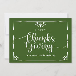 Tarjeta Festiva Moda de Acción de Gracias Elegante Verde