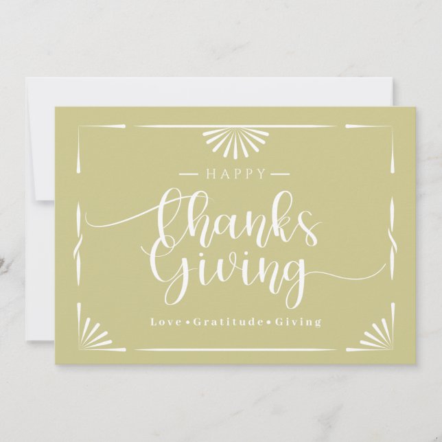 Tarjeta Festiva Moda de Acción de Gracias Elegante Verde (Anverso)