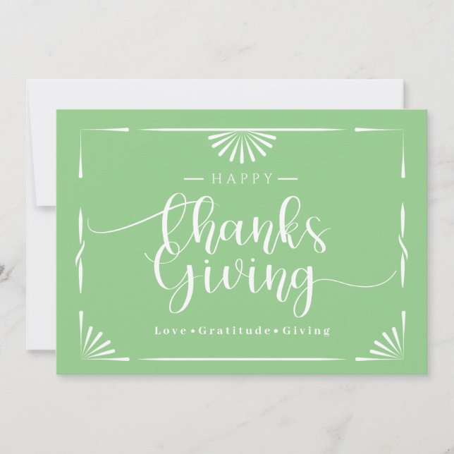 Tarjeta Festiva Moda de Acción de Gracias Elegante Verde (Anverso)