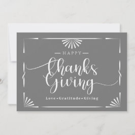 Tarjeta Festiva Moda de Acción de Gracias Gris Elegante