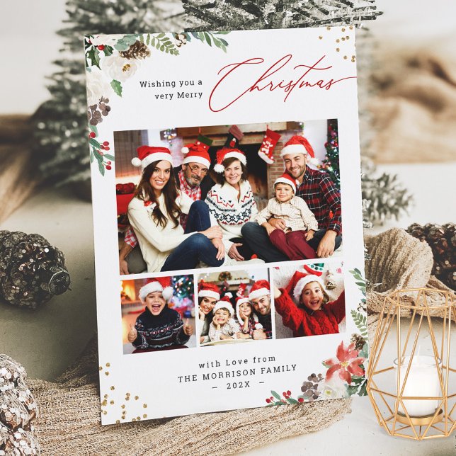 Tarjeta Festiva Moda de invierno Floral Botánica 4 Navidades de fo (Subido por el creador)