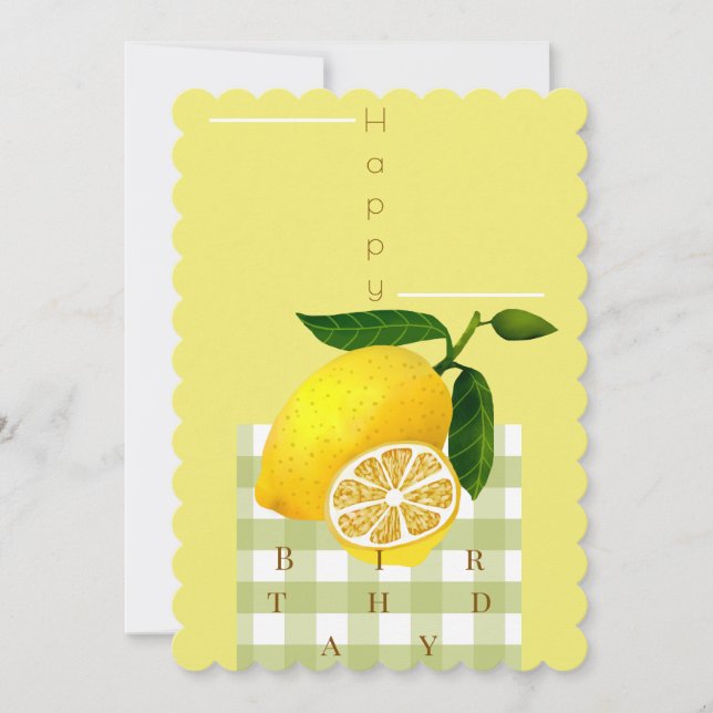 Tarjeta Festiva Moda de limón Feliz cumpleaños Amarillo (Anverso)