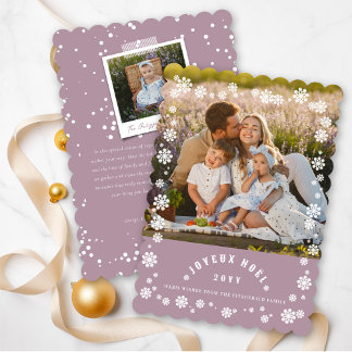 Tarjeta Festiva Moda de Navidades Joyeux Noel con copas de nieve