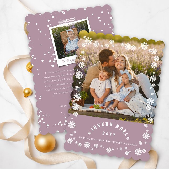 Tarjeta Festiva Moda de Navidades Joyeux Noel con copas de nieve (Subido por el creador)