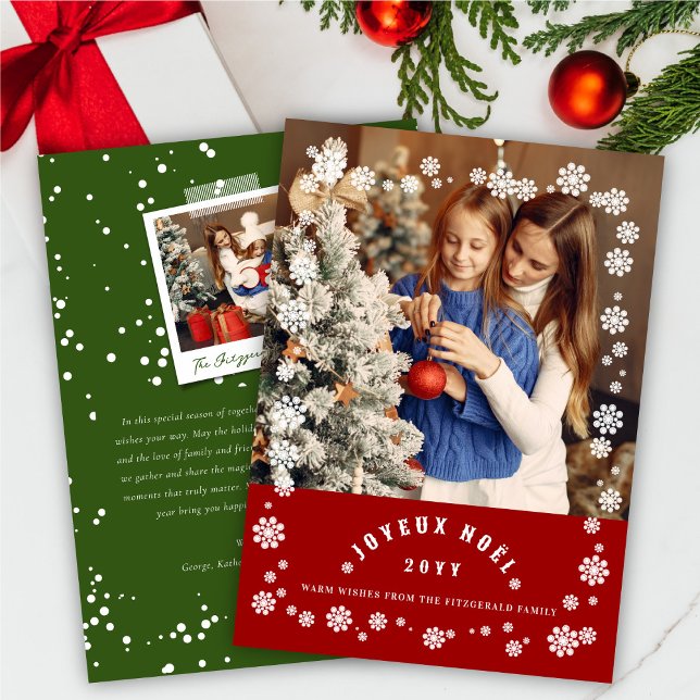 Tarjeta Festiva Moda de Navidades Joyeux Noel con copas de nieve (Subido por el creador)