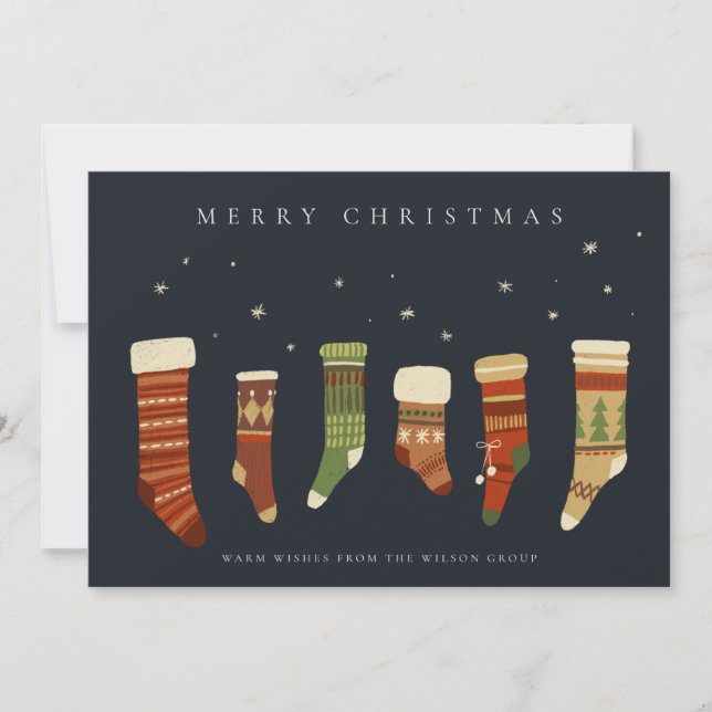 TARJETA FESTIVA MODA EMPRESA NAVY NAVIDADES VERDES ROJOS ALMACENAM (Anverso)