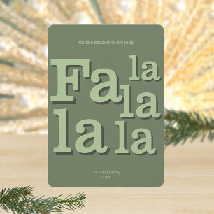 Tarjeta Festiva Moda Fa La Green Simple Typography
