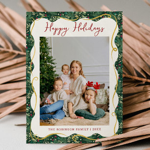 Tarjeta Festiva Moda Forestal Verde Botánico Felices Fiestas 1 Fot
