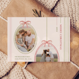 Tarjeta Festiva Moda Grandmillennial Coquette Dos Navidades de fot