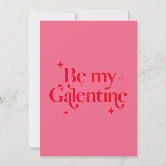 Tarjeta Festiva Moda moderna Amigo de la espuma roja rosa Galentin (Anverso)